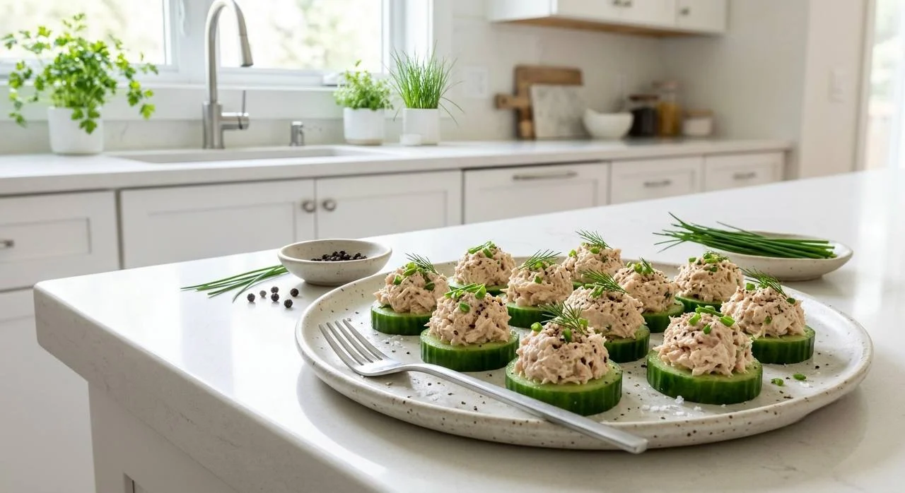High-protein tuna cucumber bites