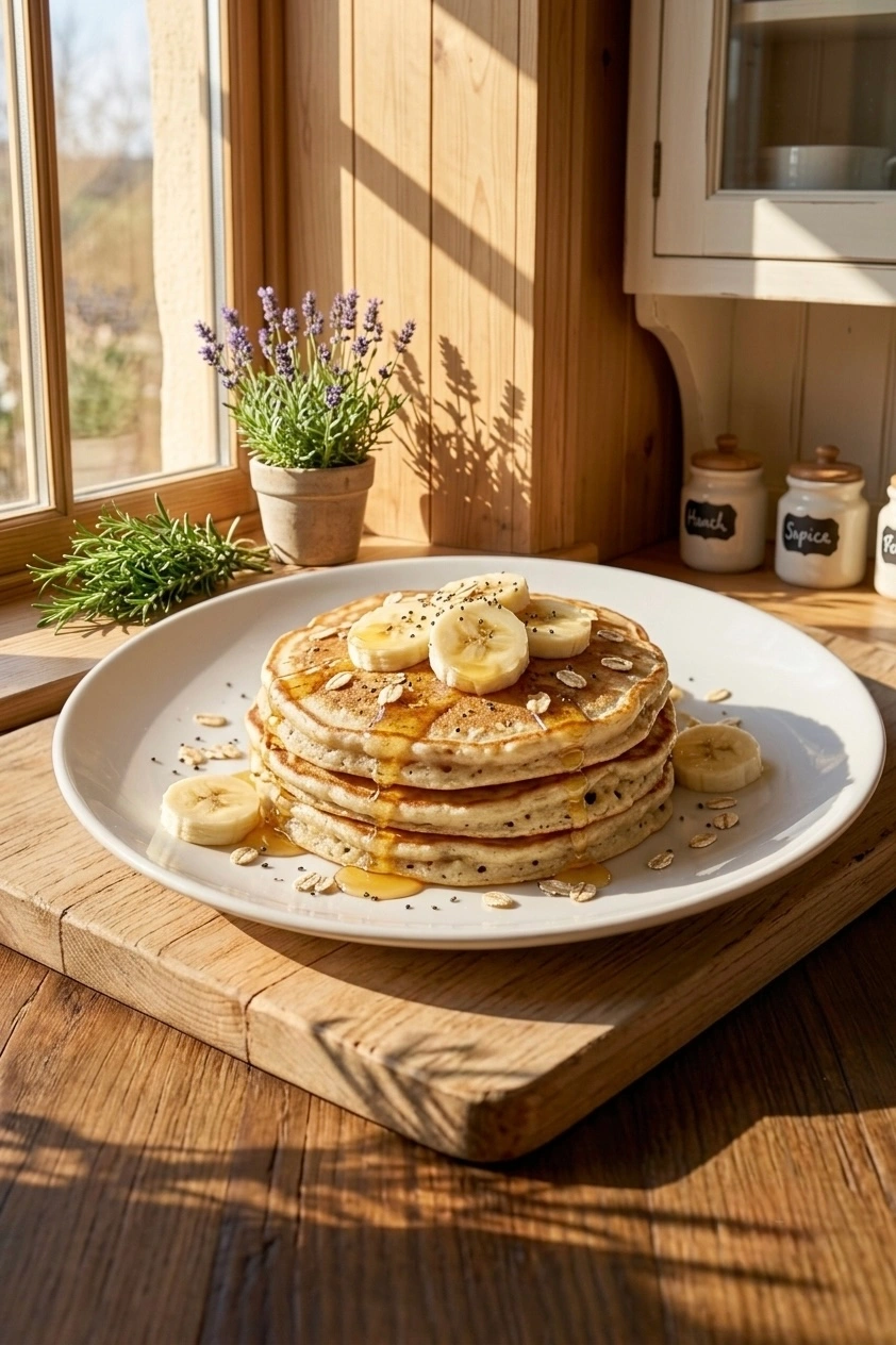Banana Oat Protein Pancakes