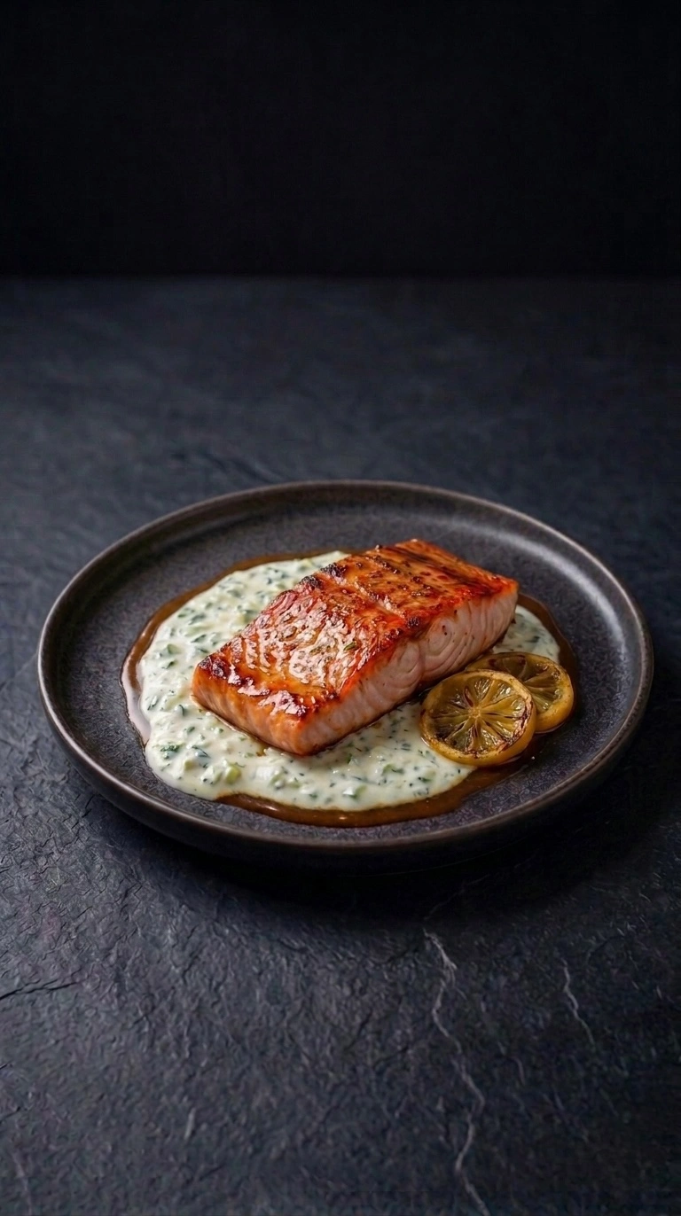 Baked Red Fish with Garlic Yogurt Sauce