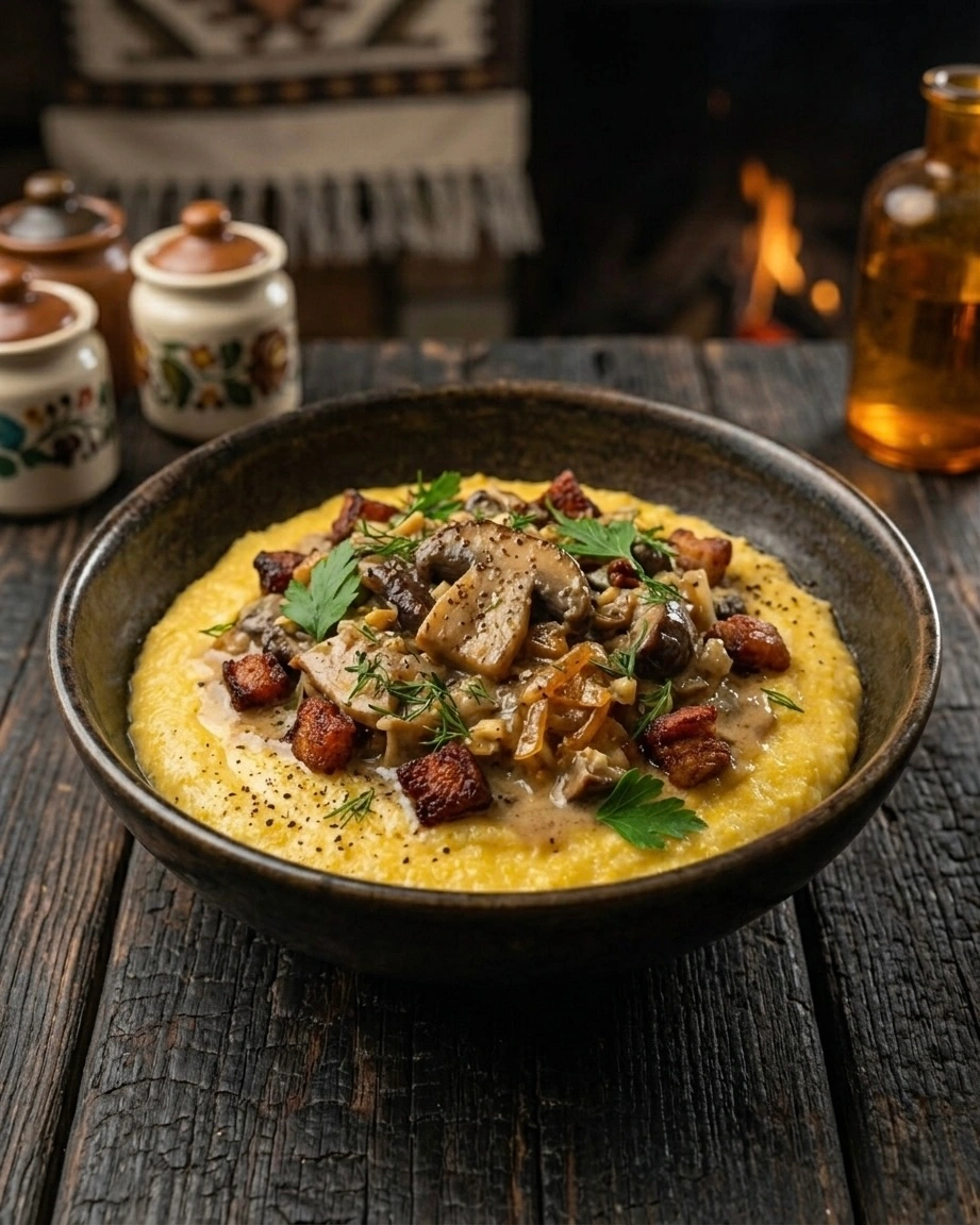 Ukrainian Banosh with Mushrooms