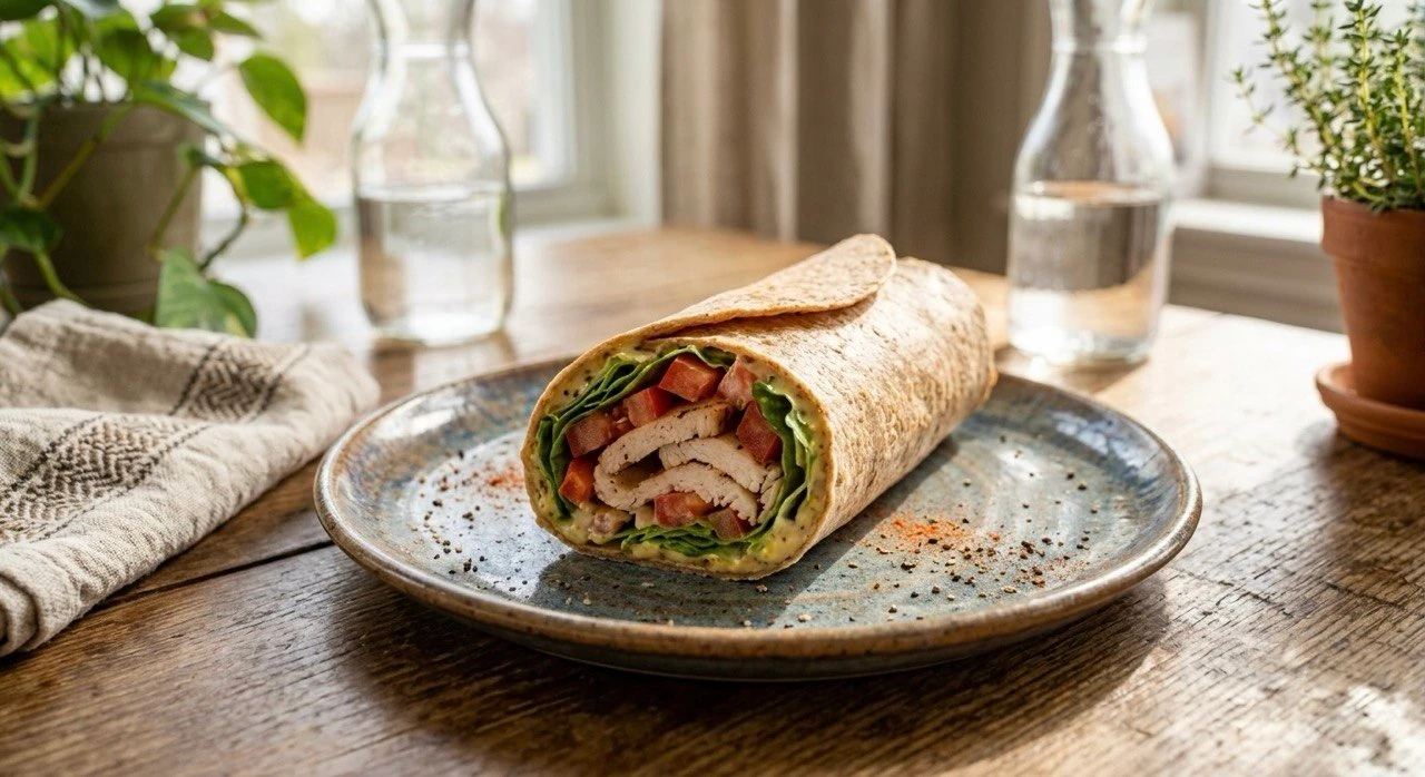 High-protein turkey wrap