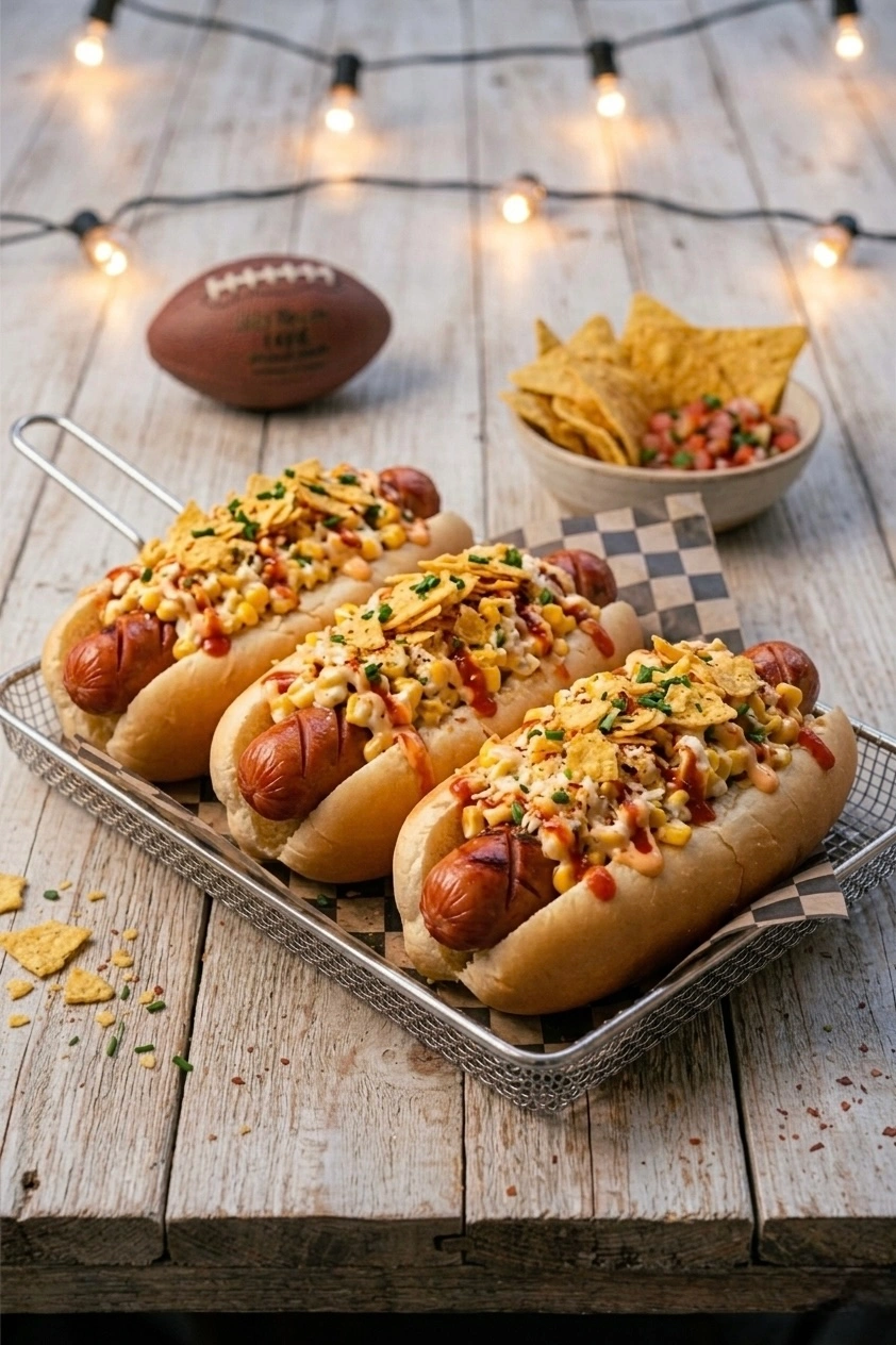 Loaded Cheese Corn Hot Dogs