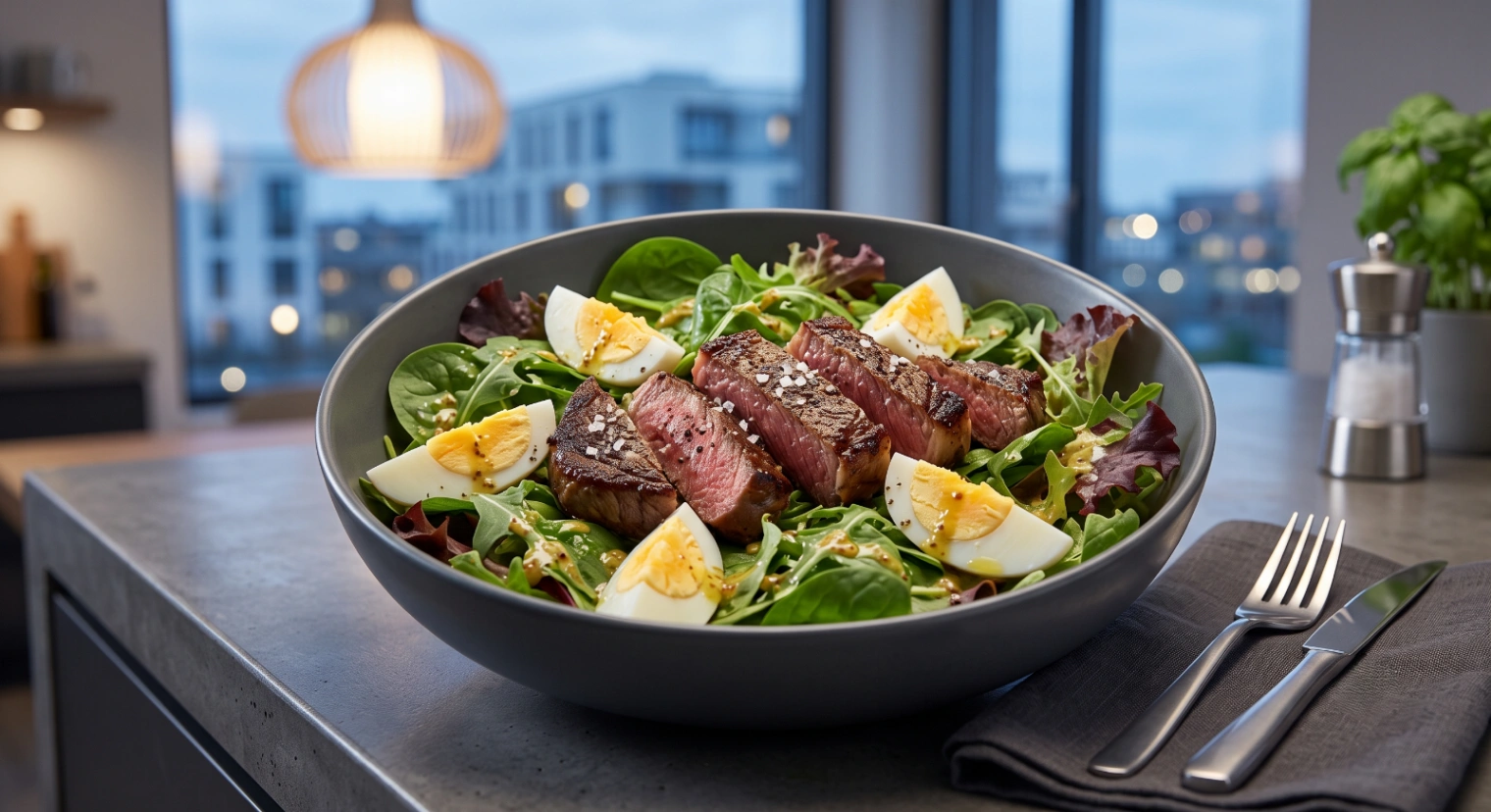 High-protein steak and egg salad