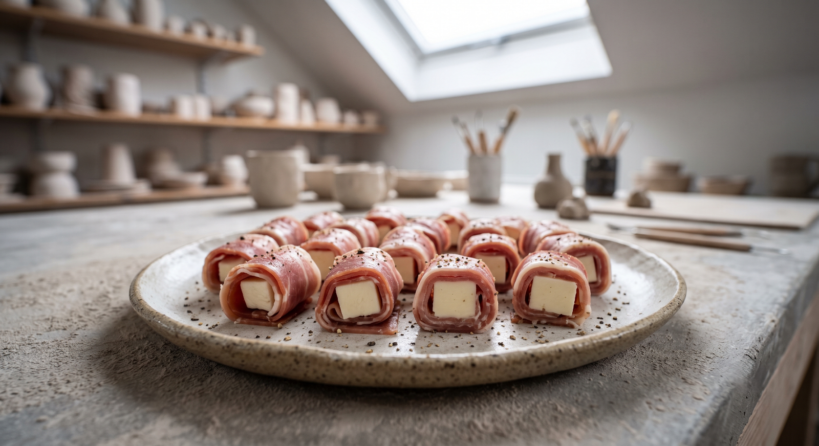 Low-carb ham and cheese bites