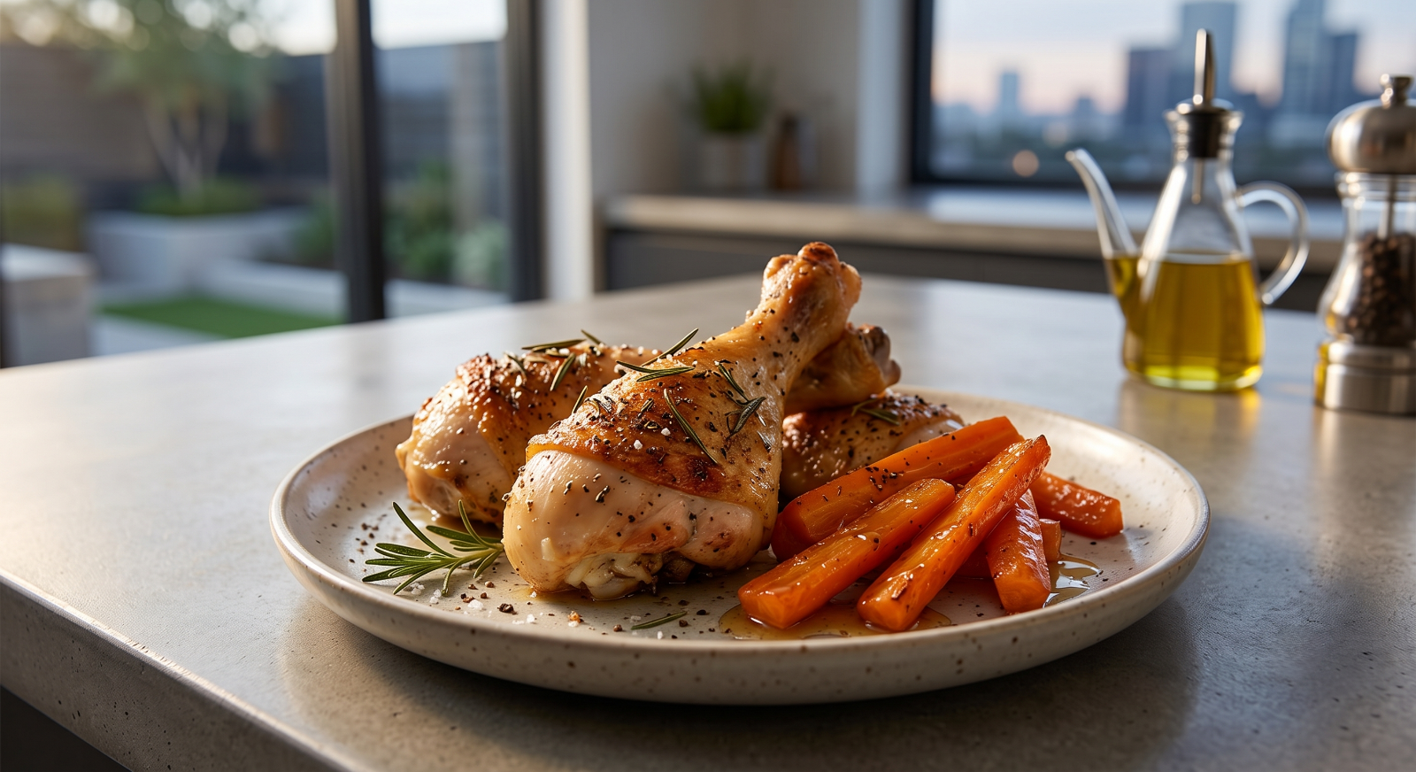 Herb-roasted chicken with carrots