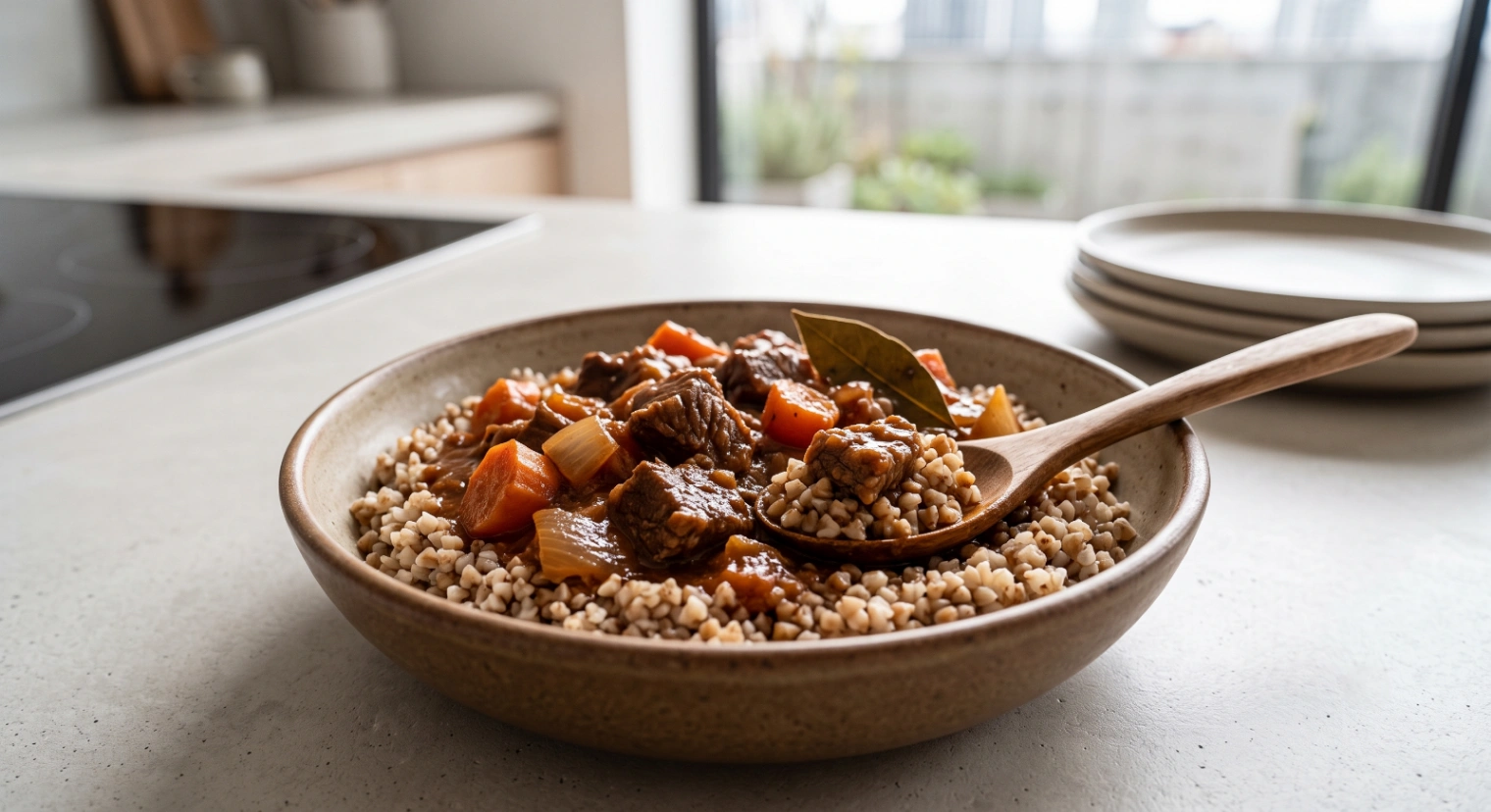 Classic beef and buckwheat stew