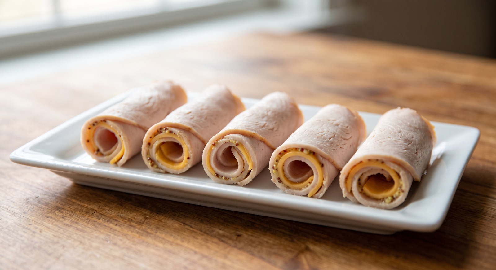 Low-carb turkey and cheese roll-ups
