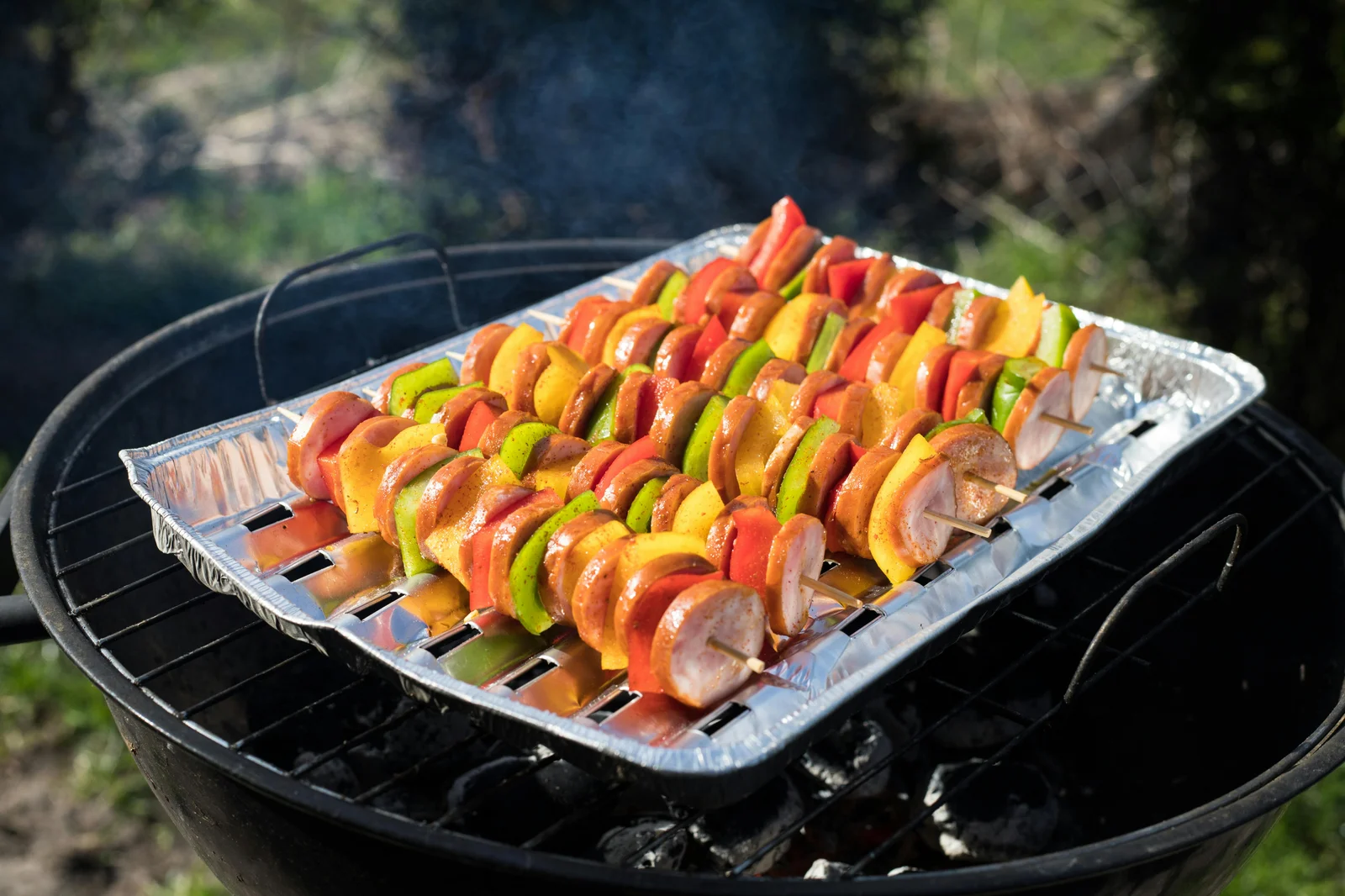 Grilled Sausage with Zucchini and Bell Pepper