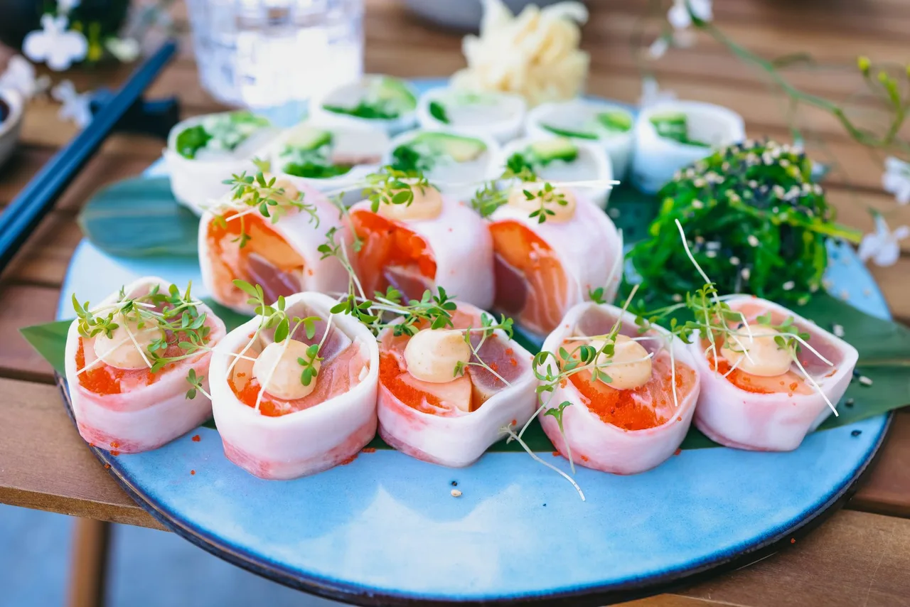 Gluten-free salmon rice paper rolls
