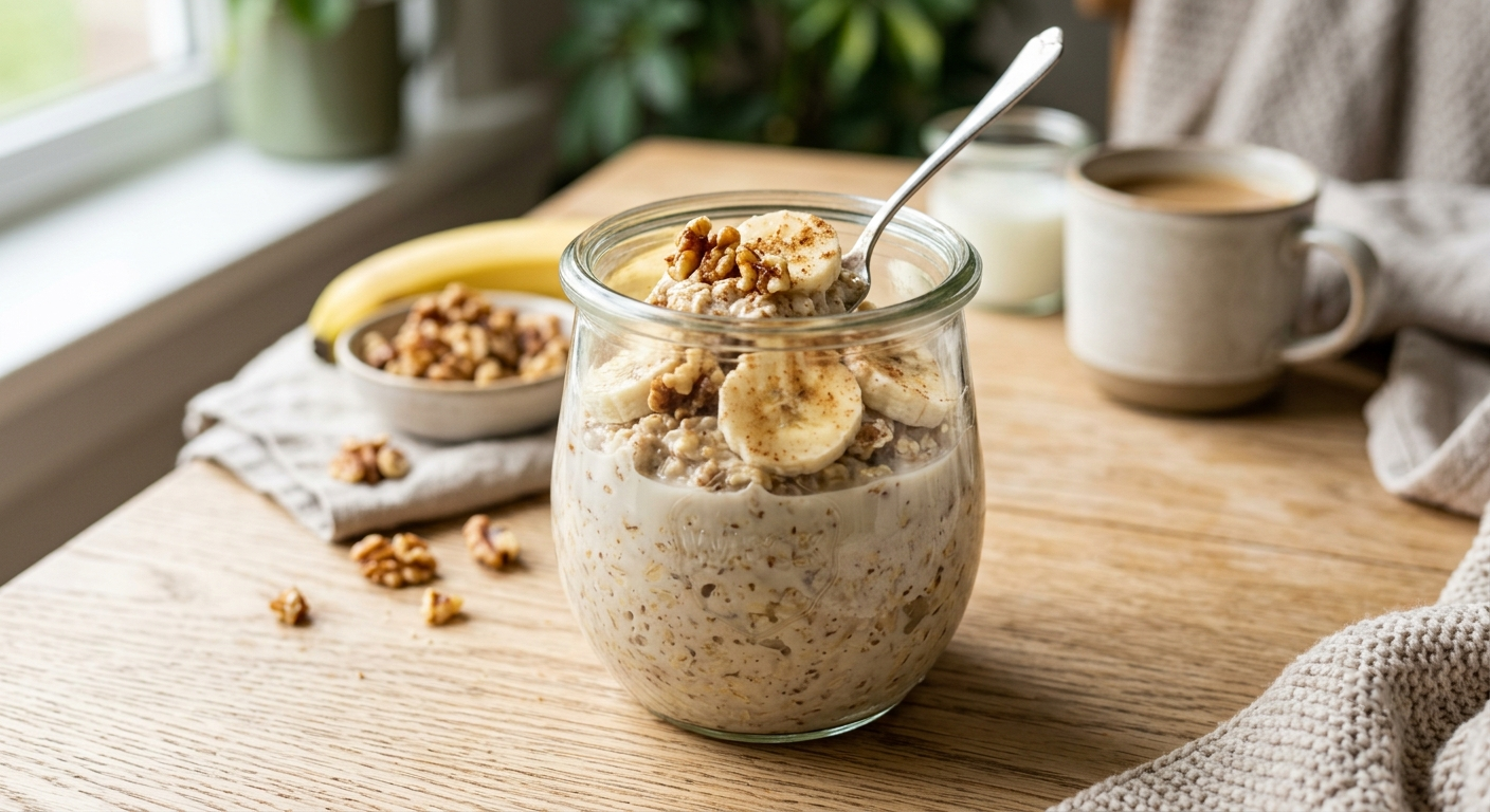 Banana walnut overnight oats